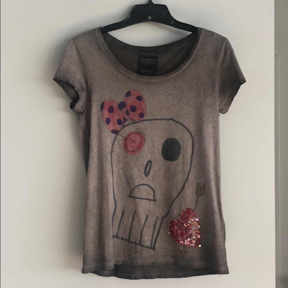 All Saint’s Distressed Skull T-shirt Size 4